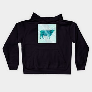 Blue Color Splash Cow Kids Hoodie